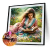 Diamond Painting-DIY Round Part AB Drill Girl Reading Book(45*45CM)