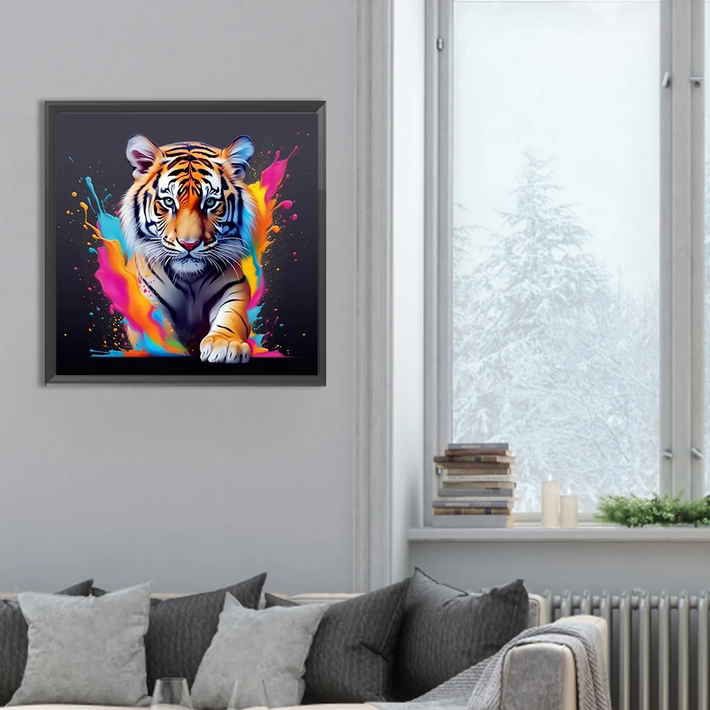 Diamond Painting - Full Round Drill - Colorful Tiger(Canvas|30*30cm)