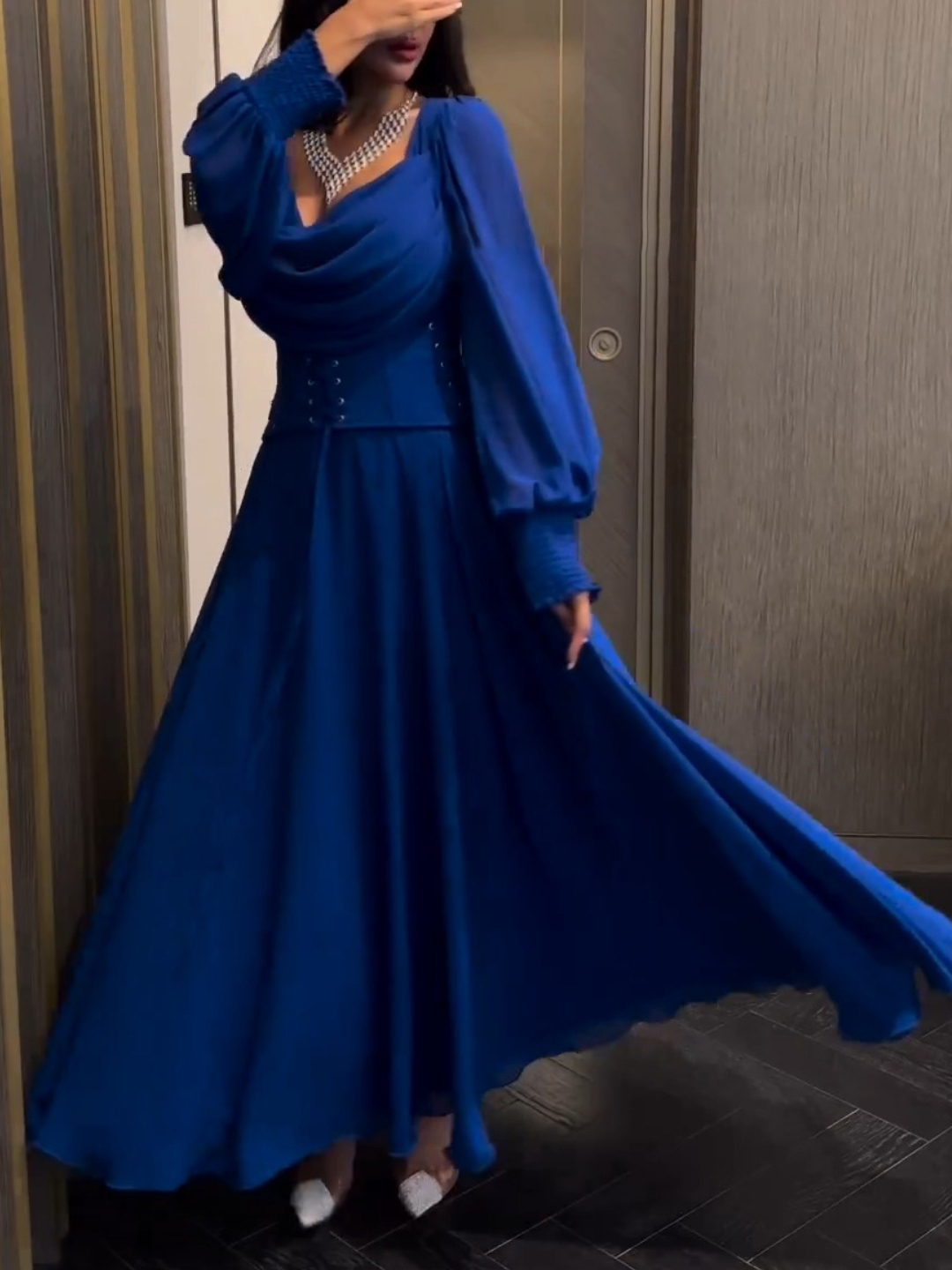 Stylish And Elegant Satin Pleated Waist Dress | Oxredo Shop Ramadan Sale