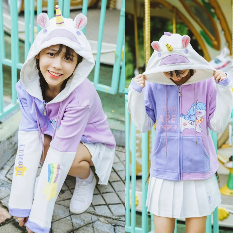 Japanese Fashion Kawaii Cute Unicorn Hoodie SP16515