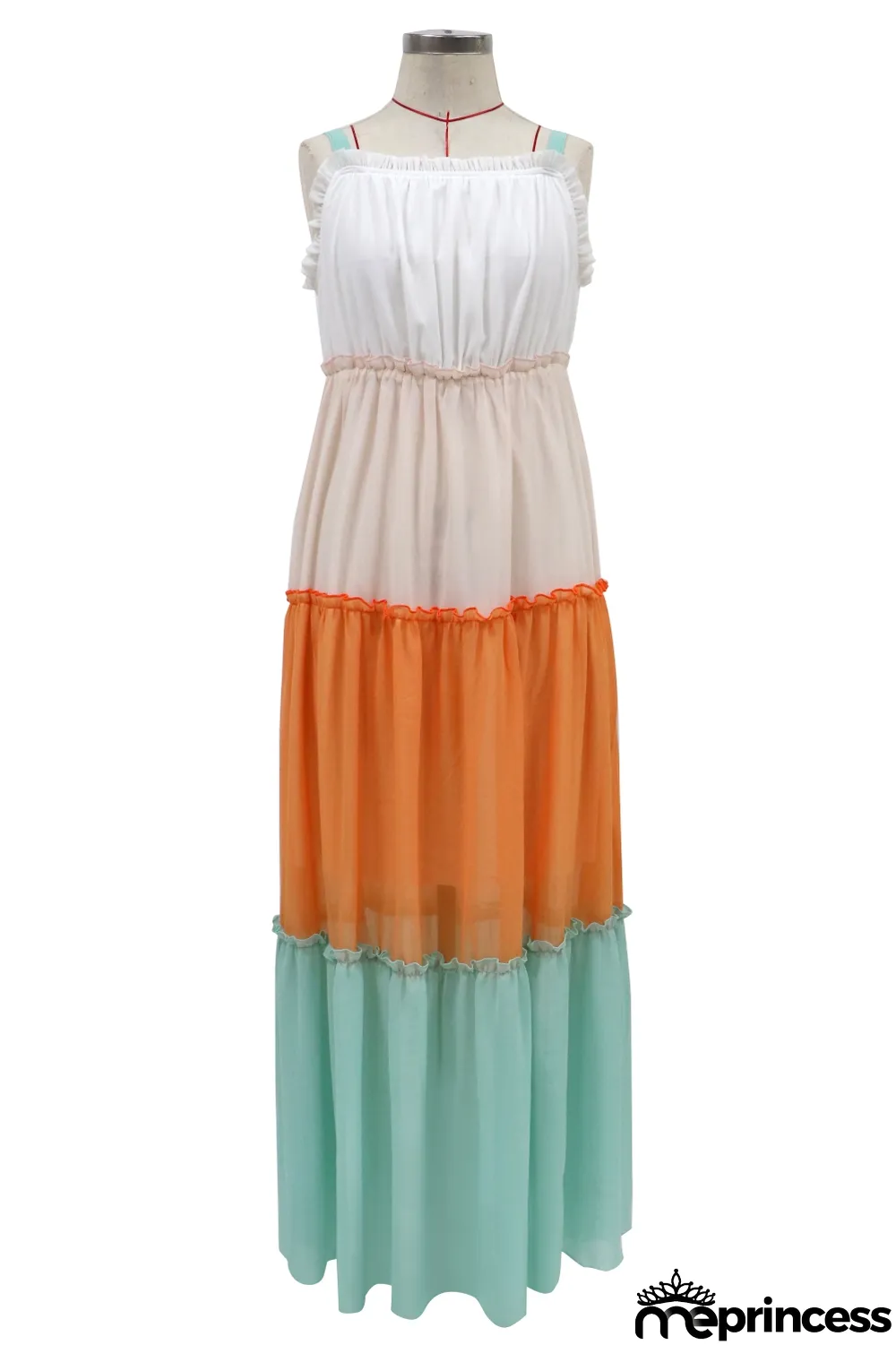 Summer Contrast Strap Long Holiday Dress