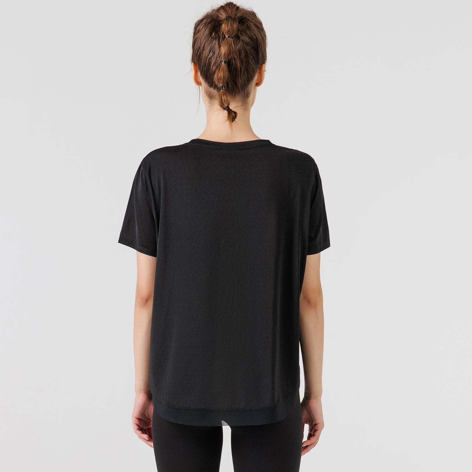 Buy Hergymclothing Black short sleeve v sided split mesh breathable loose sports running t-shirt at an affordable price