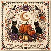 Black Cat Pumpkin-18CT Stamped Cross Stitch 30x30cm