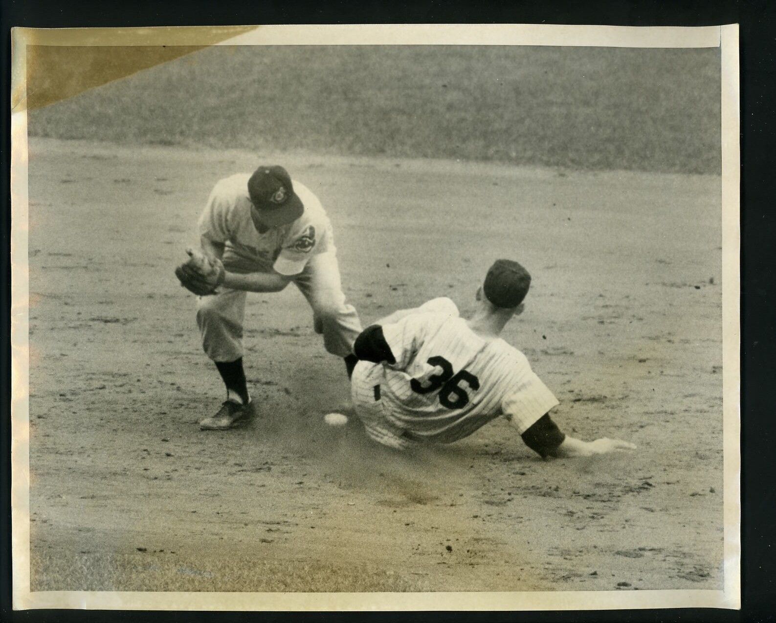 Chico Carrasquel & Norm Siebern 1956 Press Photo Poster painting Cleveland Indians Yankees