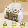 Colorful Flowers DIY PULeather Diamond Painting Tissue Box for Adults Beginners Large Size Diamond Art Paper Storage Holder for Living Room Bedroom Bathroom Table Decor