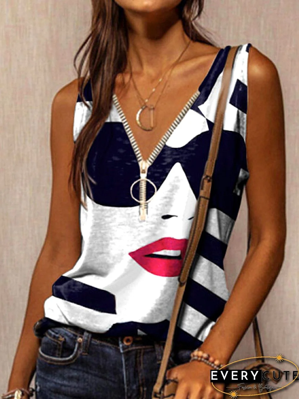 Women's Abstract V Neck Tank Top