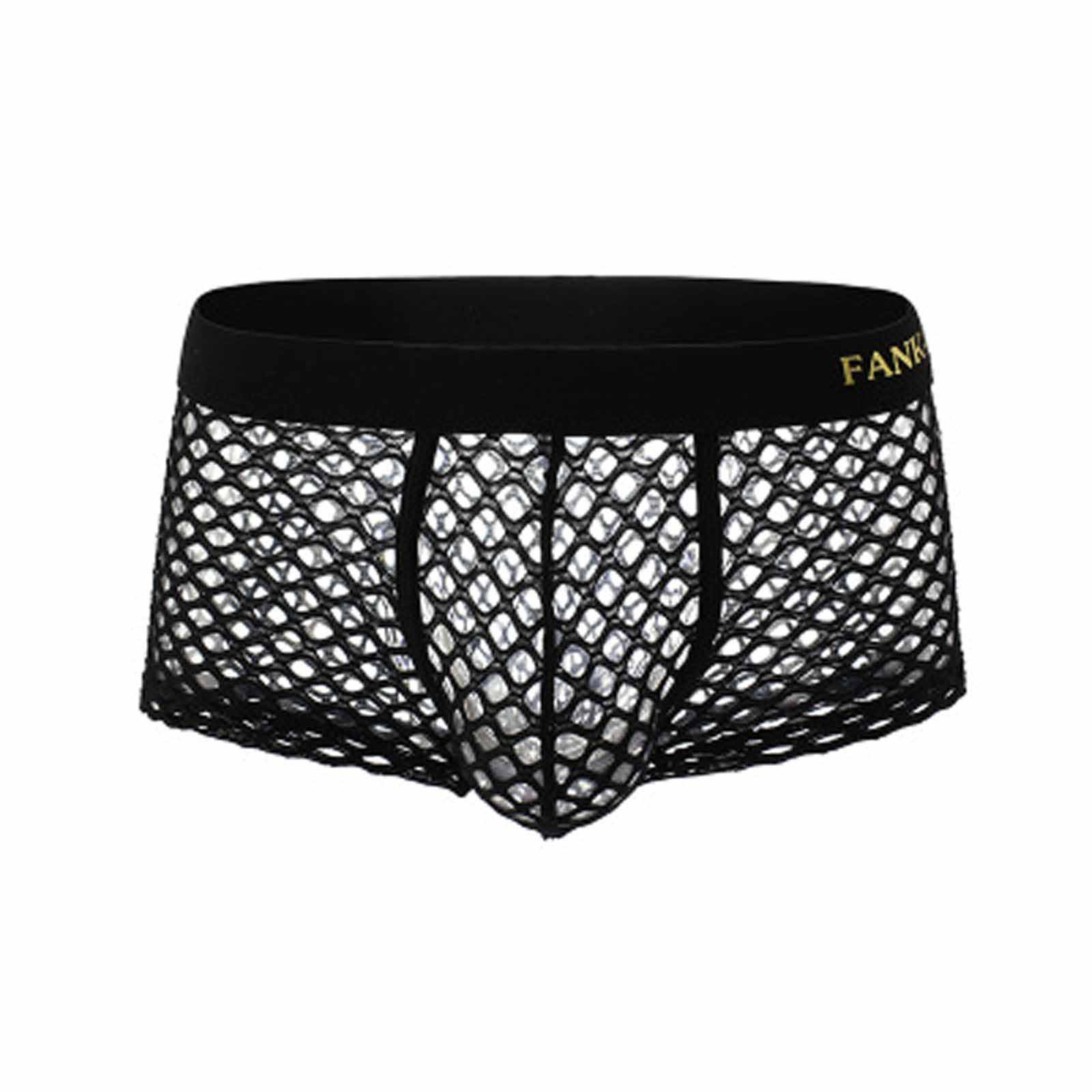 Ufawd Men's Low-rise Nightwear Sexy Underwear Man Transparent Mesh Boxers Briefs Short Mens Briefs Underwear Underpants for Nightwear