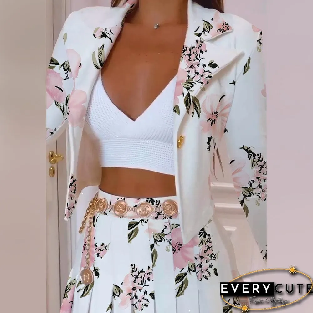 New Ladies Autumn Lapel Slim Crop Blazers Womens Elegant Long-Sleeve Cardigans