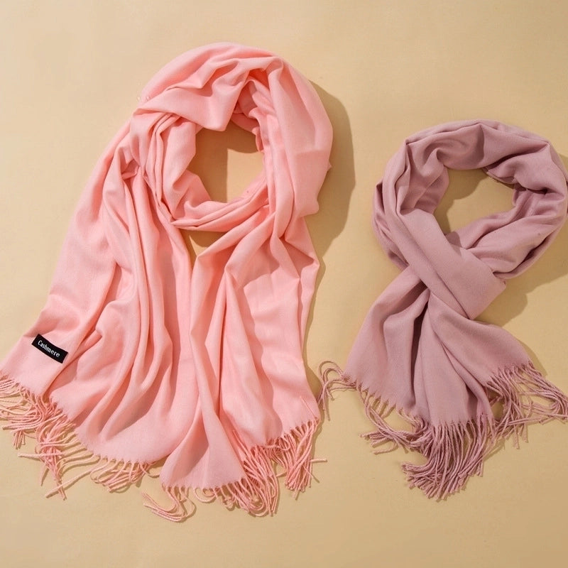 New Cashmere Scarf Female Korean Autumn And Winter New Solid Color Tassel Shawl Thick Warm Scarf