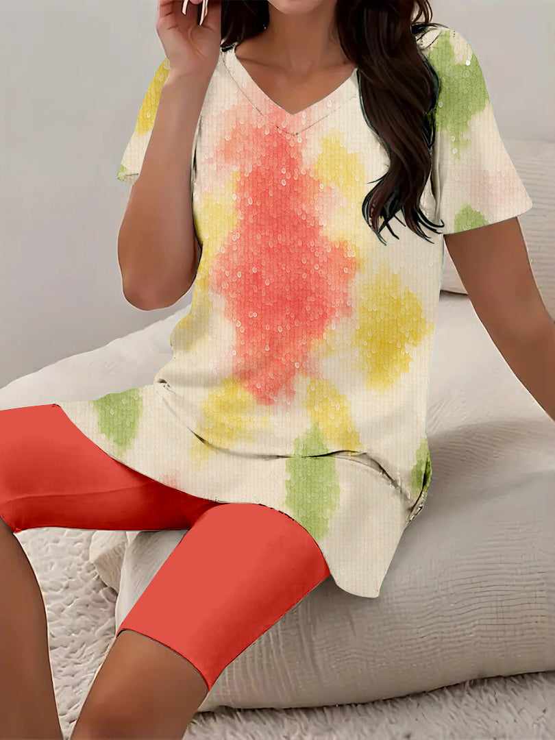 Women Long Sleeve V-neck Graphic Floral Printed Top