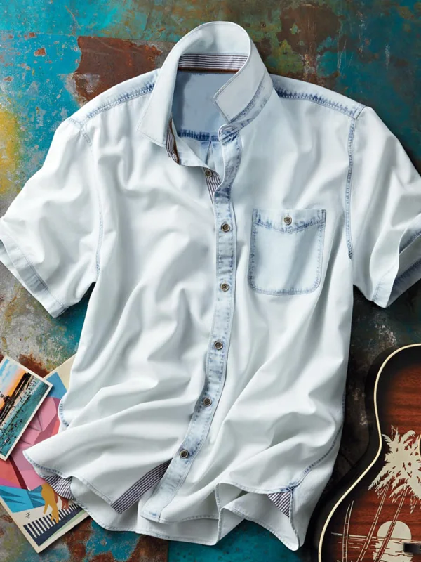 Men's clean casual cotton linen shirt