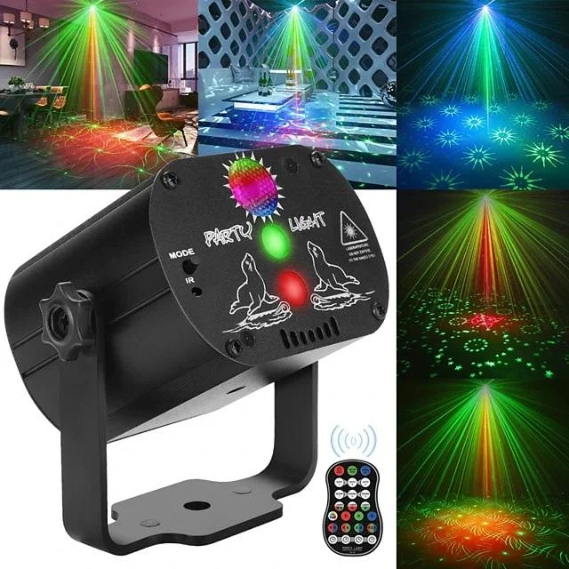 60 Patterns Laser Stage Light LED USB Charging Party RGB LED Disco Light DJ Moving Head Laser Projection Lamp Stage Lighting