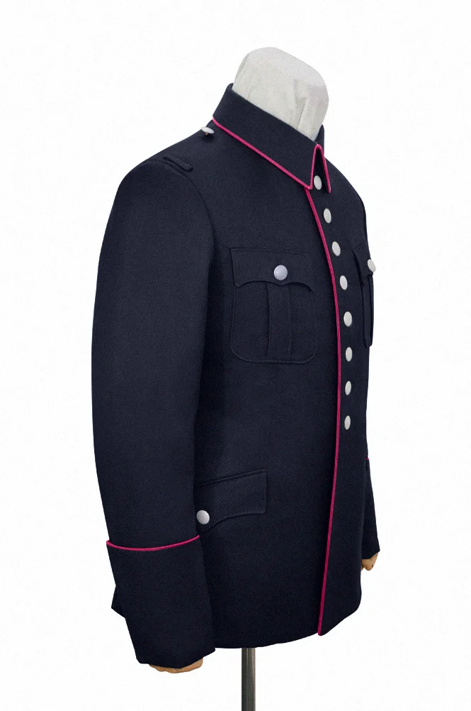   German Fire Police Navy Blue Wool Service Waffenrock Tunic With Pipe German-Uniform
