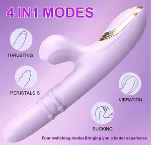 Sucking Clit Stimulator Heating Thrusting Dildo Vibrator With Rotating Beads