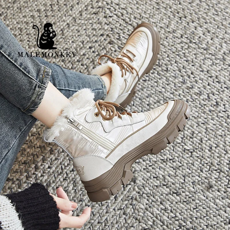 Platform Cotton Boots Women Winter 2021 Fashion Warm Snow Boots  High Quality Comfortable Boots Non Slip Female Shoes Botas Muje