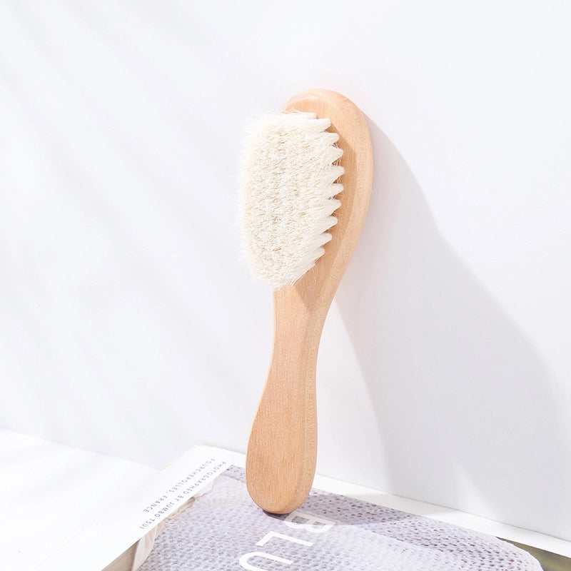 Lotus Baby Wool Bath Brush Children’s Bath Brush Scrub Brush Lotus Air Bag Massage Comb Beech Flat Comb Three-piece Set