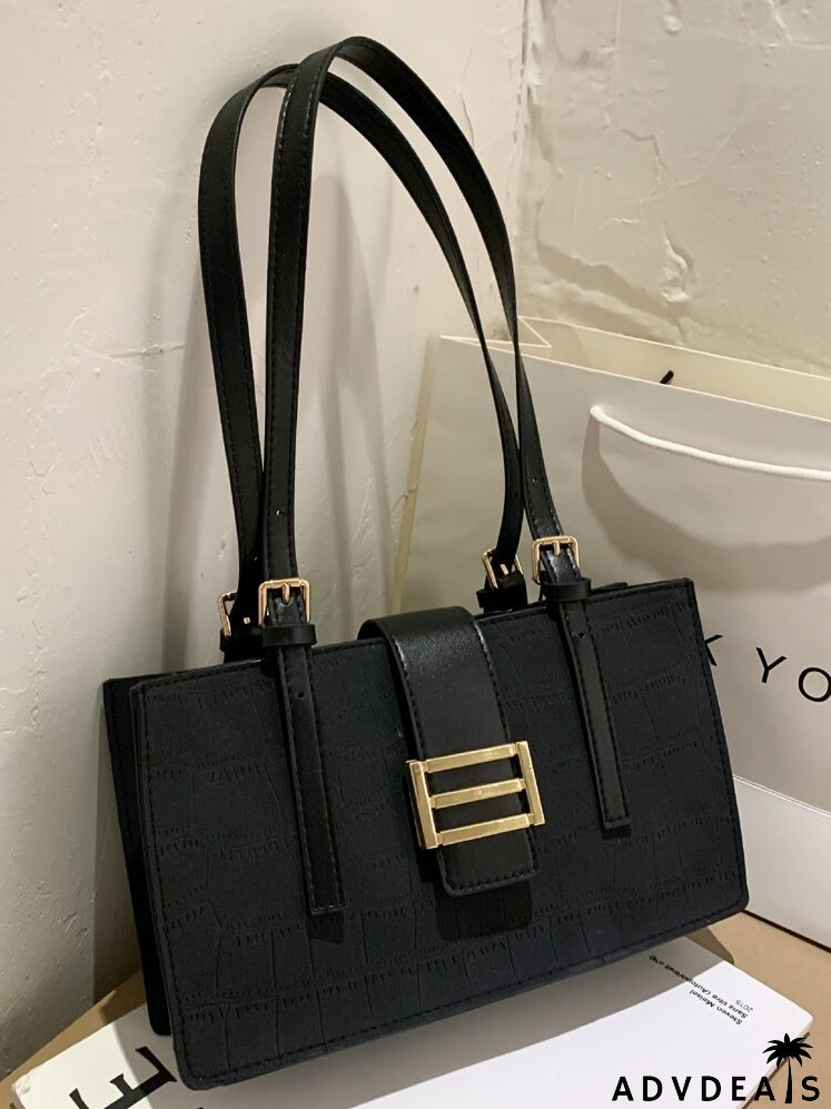 Crocodile Embossed Square Bag