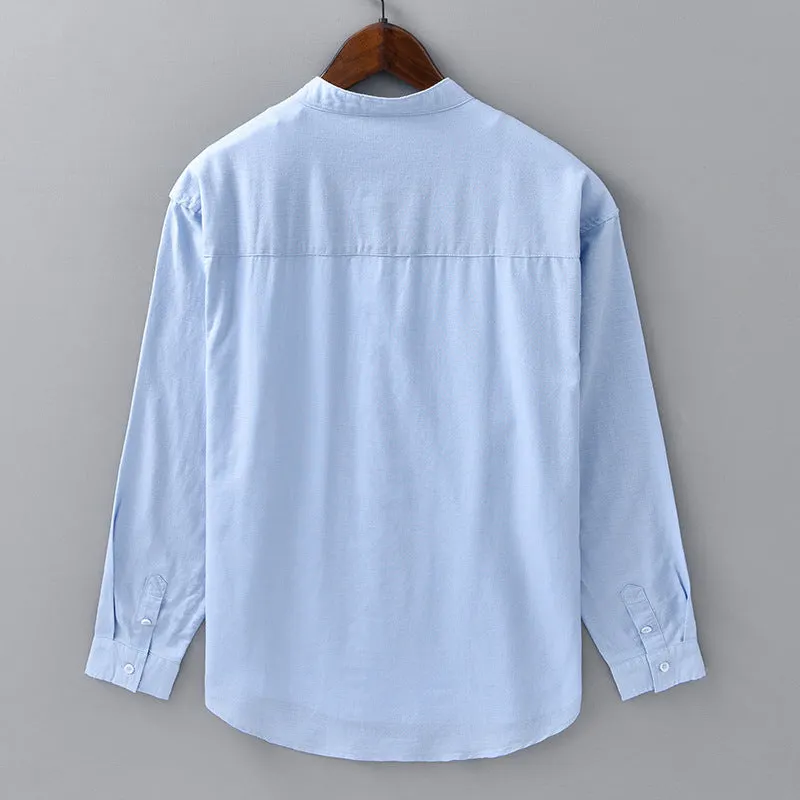Men's Linen Grandad Collar Shirt &ndash; Minimalist Summer Style &ndash; view 2