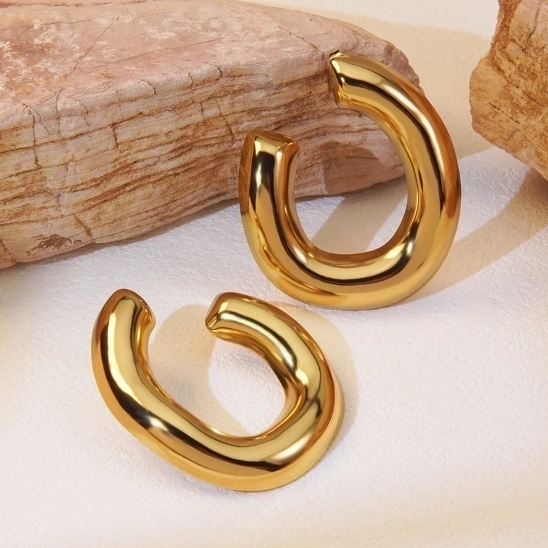 1 Pair Classic Style Asymmetrical Plating Hollow Out 304 Stainless Steel Imitation Gold  Ear Studs