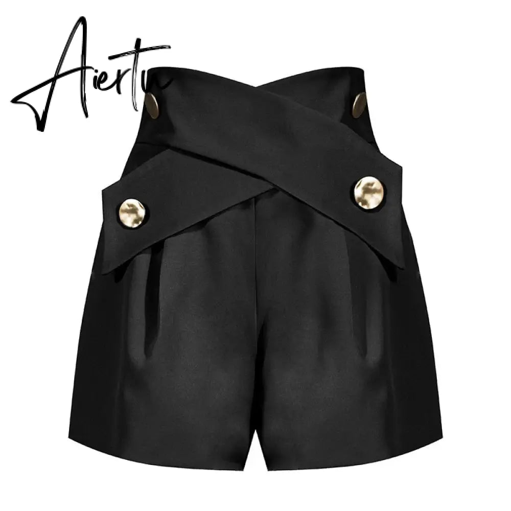 Aiertu Elegant Patchwork Women Shorts High Waist Asymmteircal Hit Color Loose Short Pants For Female Clothes Fashion Aiertu