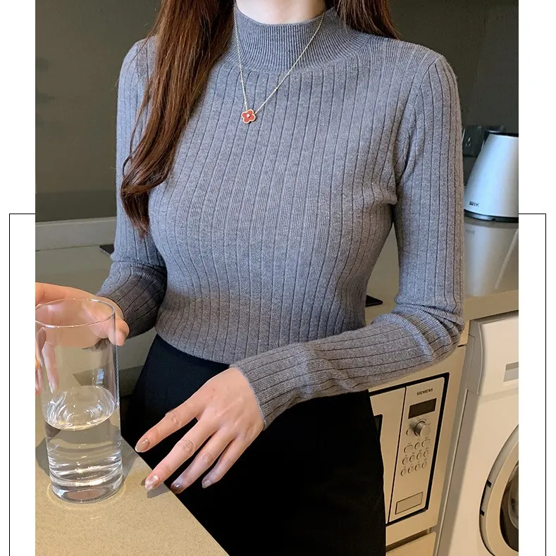 Uveng Uveng Collar Bottomed Bottom Shirt Women With Thin 2025 Autumn And Winter 2025 New Long-Sleeved Knitted Shirt