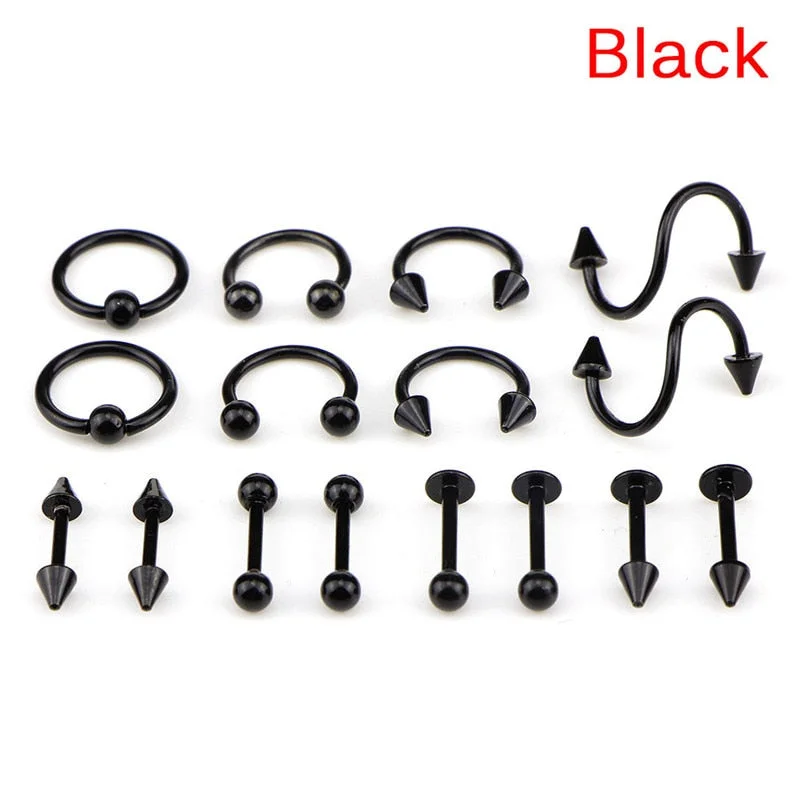 Body Piercing Kit With Needle Pack Nose Septum Belly Button Piercing Tool Kit Ear Tragus Nipple Eyebrow Labret Pircing Set Clamp