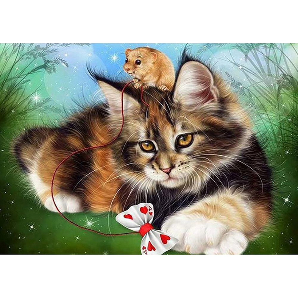 

30*40CM - Round Drill Diamond Painting - Lying Cat, 501 Original