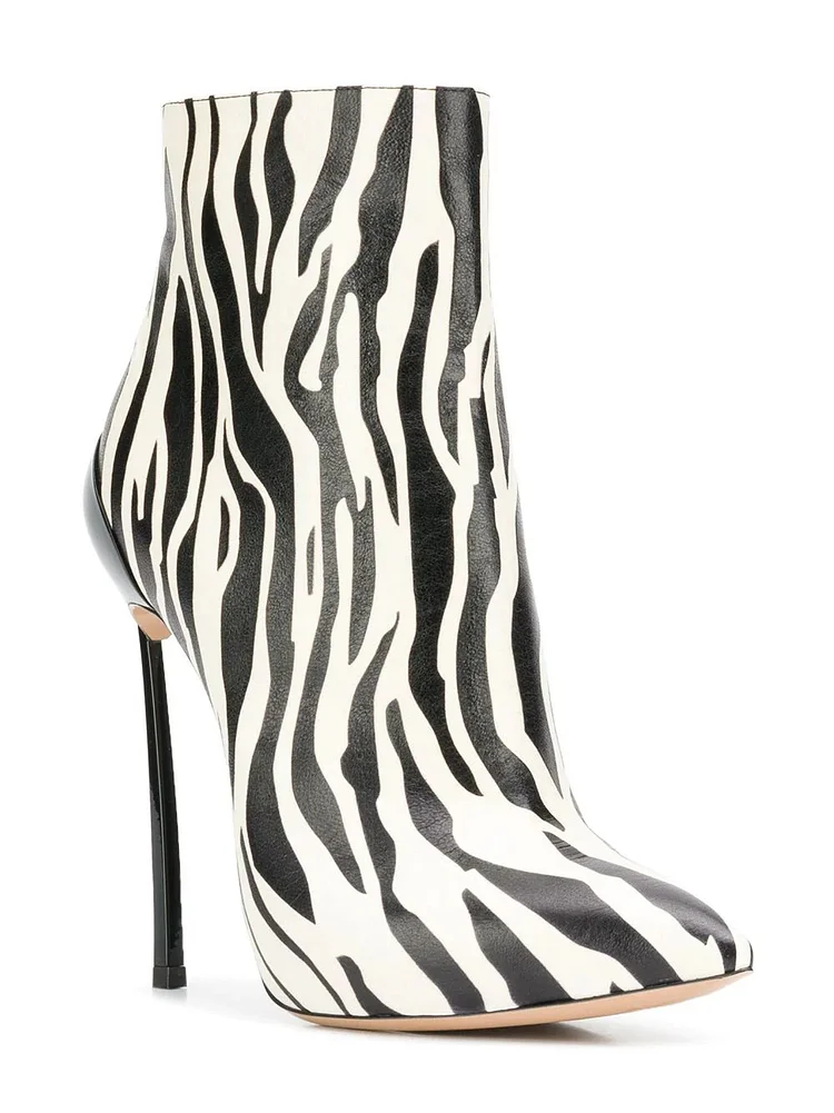 Custom Made Zebra Stiletto Heel Ankle Booties |FSJ Shoes