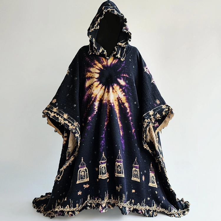 Tie dye hooded robe cape dc21