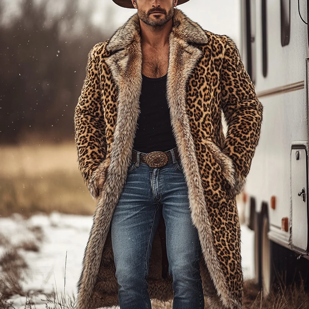 Western Cowboy Winter Warm Vintage Faux Fur Coat Jacket-inspireuse