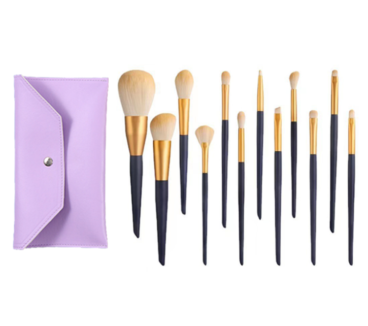 12支化妆刷套装+粉色 信封包化妆刷散粉刷套装刷子便携全套软毛腮红眼影刷-Digicat 猫电澳洲