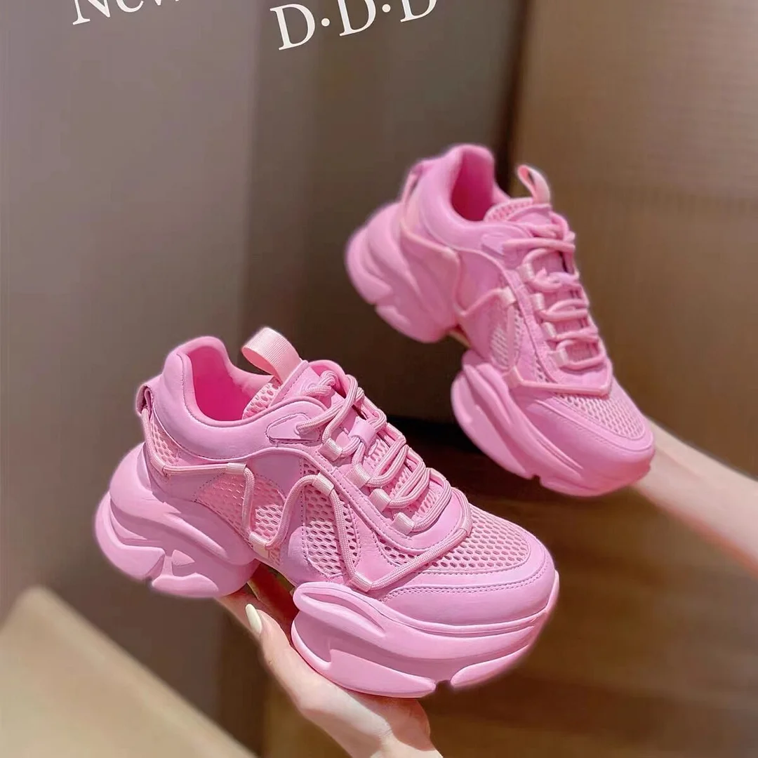 Colourp Pink Summer Women Shoes Height Increasing Women's Platform Shoes Luxury Girls Chunky Sport Shoes Woman