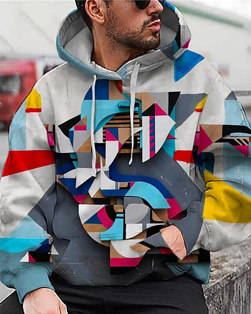 Men's abstract printed sports Hoodies