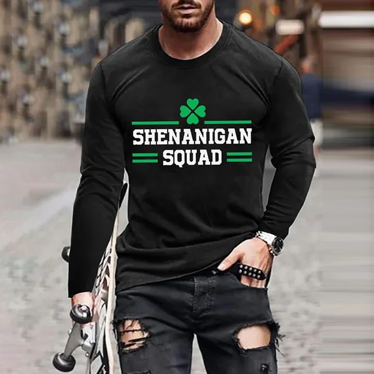 Wearshes Men'S St. Patrick'S Day Printed Long Sleeve T-Shirt