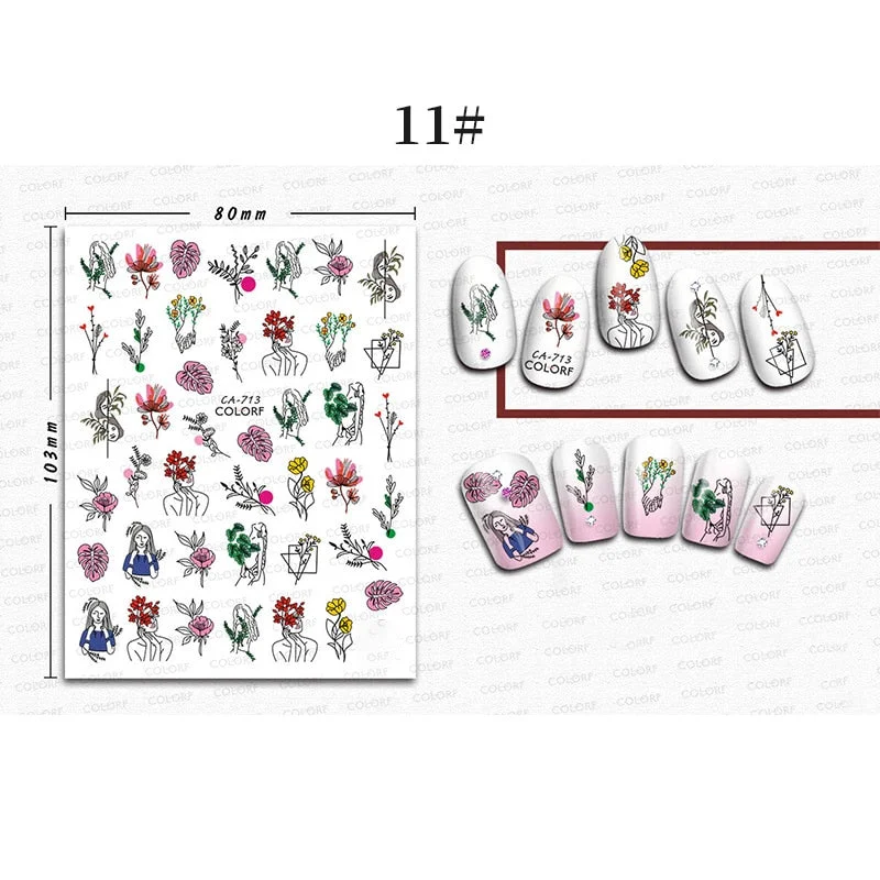 1 Sheet 3D Halloween Nail Sticker Christmas Skull Bone Snake Butterfly Maple Leaf Pattern Decals Manicures 3D Nail Decorations