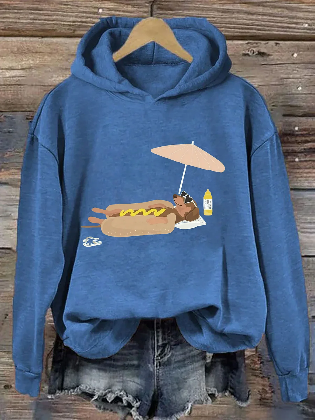 Dog Lounging by Hot Dog  Hoodie