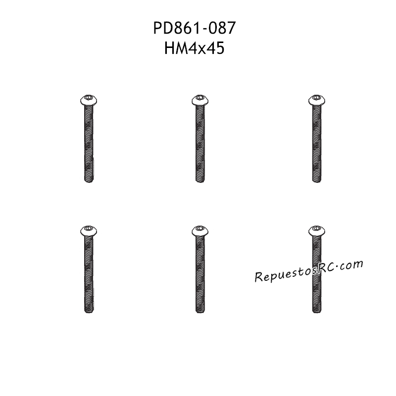 PD RACING TK10 Piezas Piezas HM4x45 Tornillo Hexagonal con Cabeza en B PD861-087