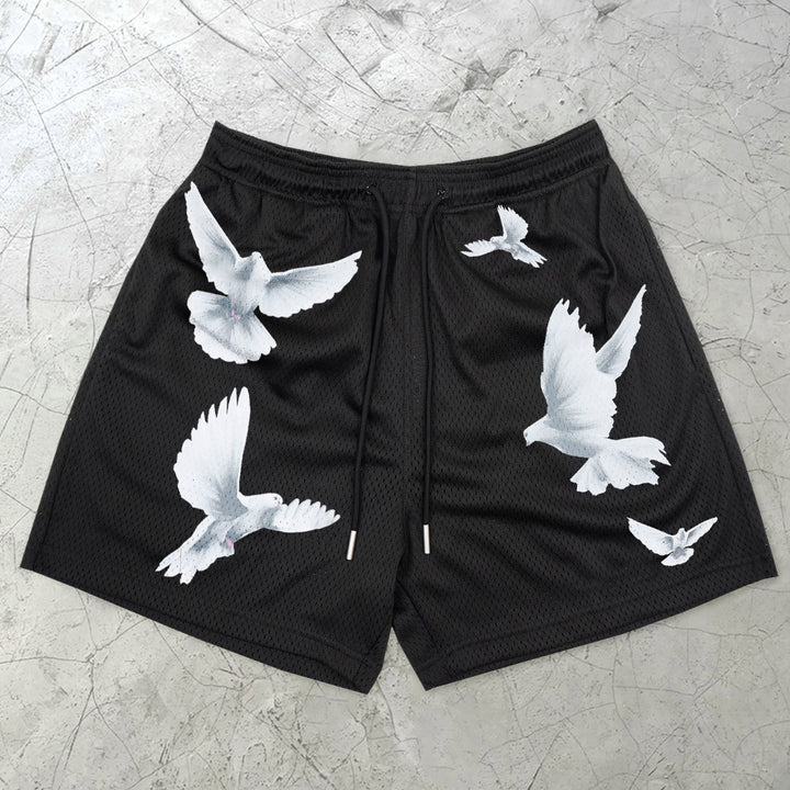 Loveciss®/ Peace Dove Print Street Mesh Shorts