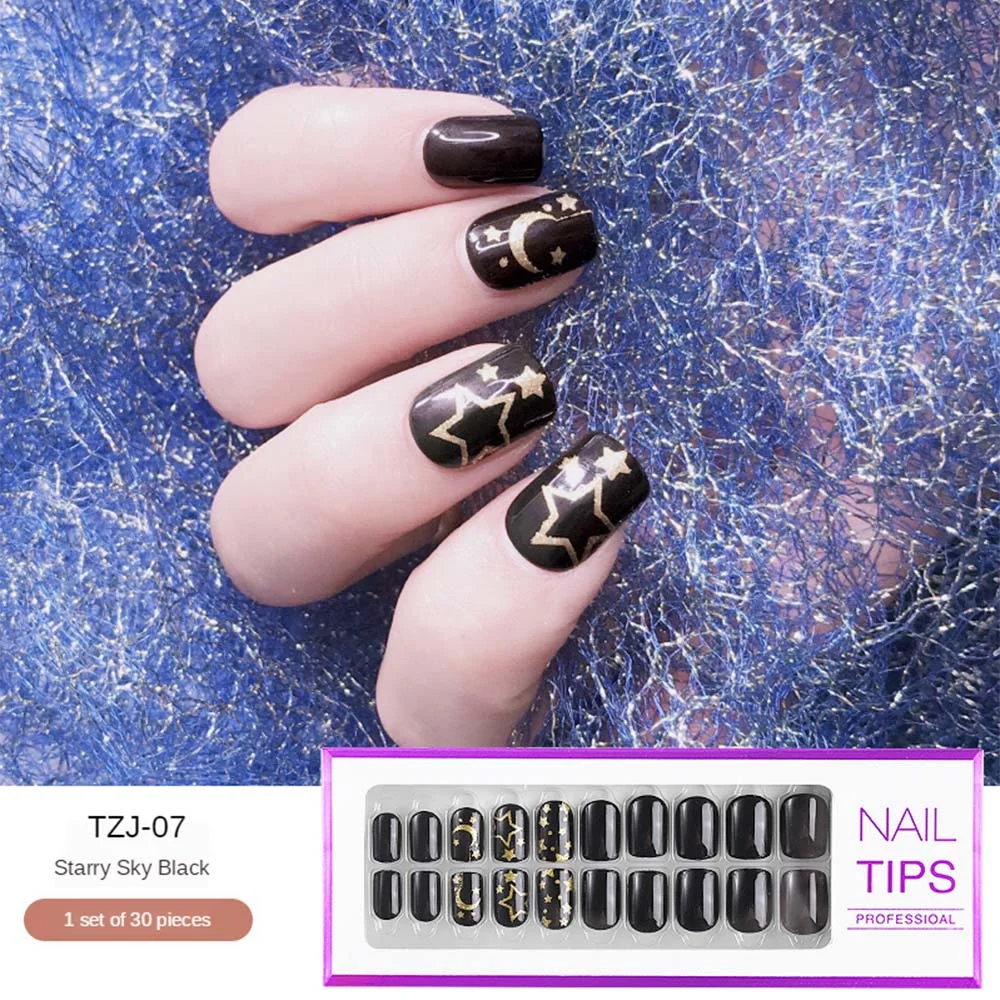 24/30Pcs/Set Reusable False Nail Tips Set Full Cover Shiny Matte Nail Tips With Designs Press On Nails Art Fake Extension Tips-Nail Inspo