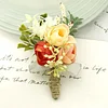 10PCS Autumn Wedding Bridal Groom Orange Pumpkin Themed Catering Guests Corsage Boutonniere Wrist Artificial Flower Bouquets