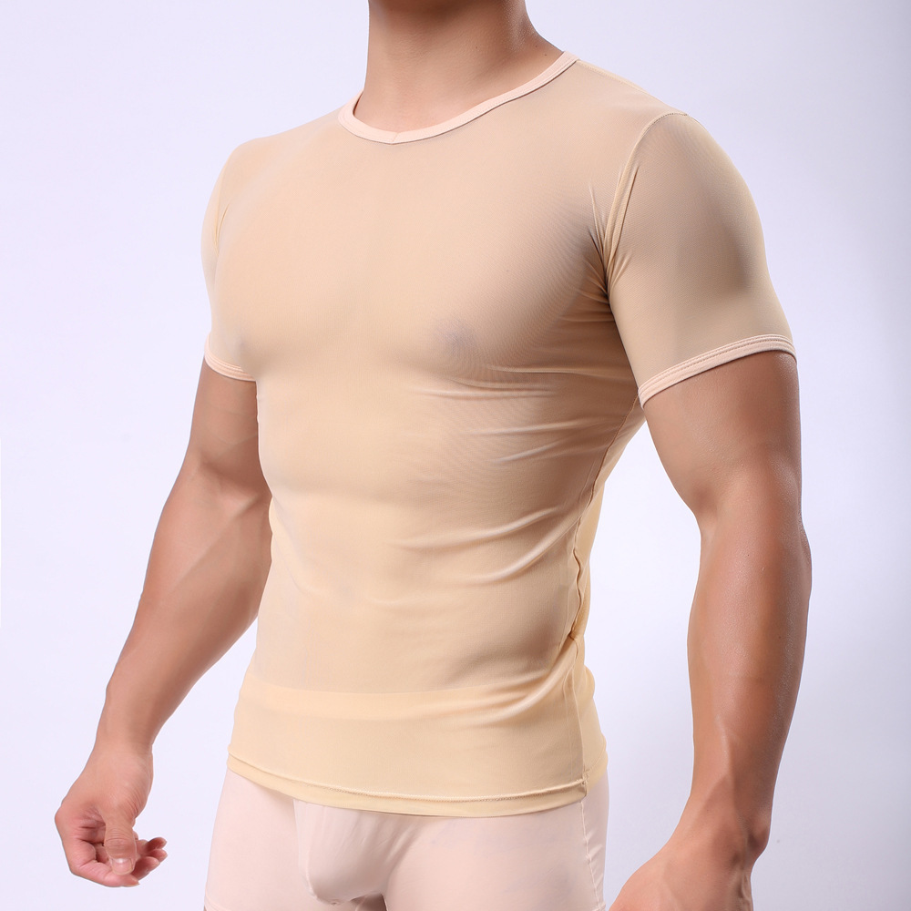 Men's Tight Sexy Mesh Short-Sleeved T-shirt