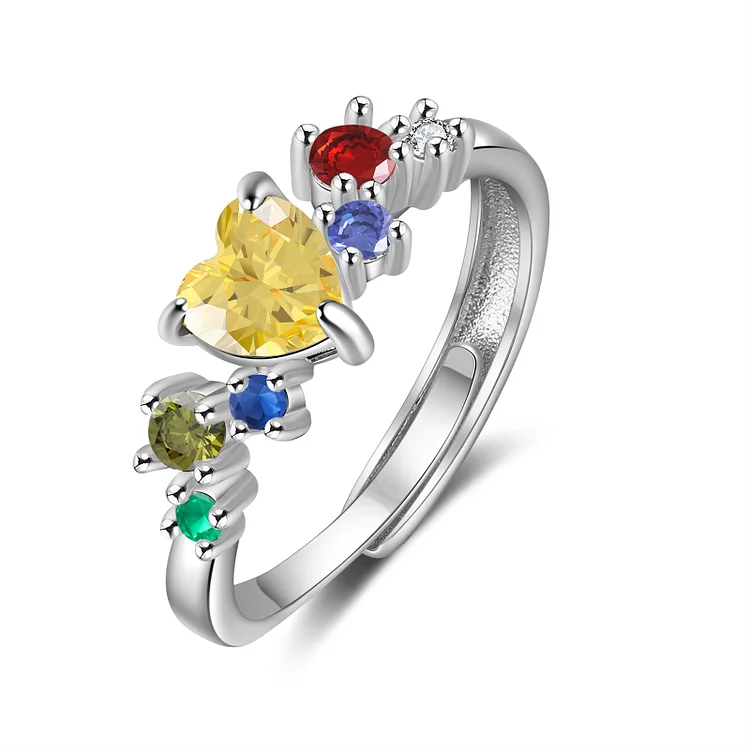 Custom 6 Birthstones Ring Open Ring Personalized Gift for Her