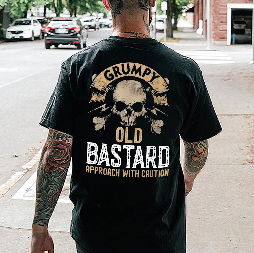 GRUMPY OLD BASTARD Skull Print Men's T-shirt