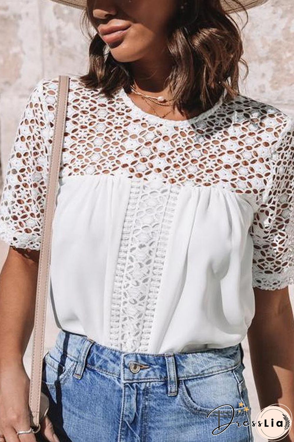 Lace Hollow Patchwork Blouse