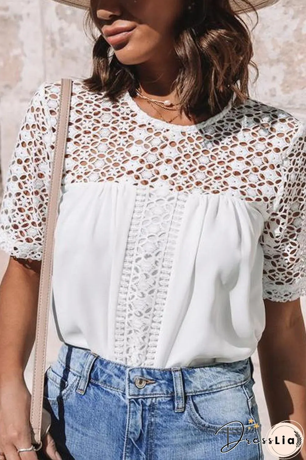 Lace Hollow Patchwork Blouse