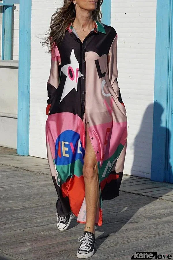 Nash Fashion Fun Print Loose Shirt Dress