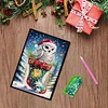 (US Local)Christmas Owl A5 Size Diamond Painting Notebook Set with 4Pcs Bookmark Gift
