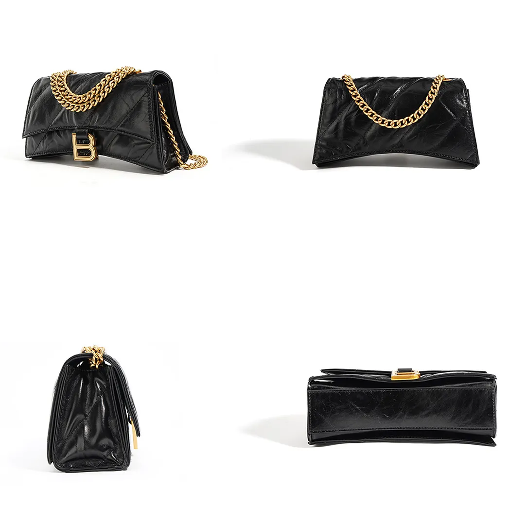 Box Calfskin Bags Aged Gold Hardware Hourglass Wallet On Chain-vocosishoes