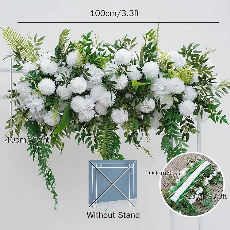 A8734 White Green Willow Leaf Arrangement Floral Event Stand Wedding Backdrop