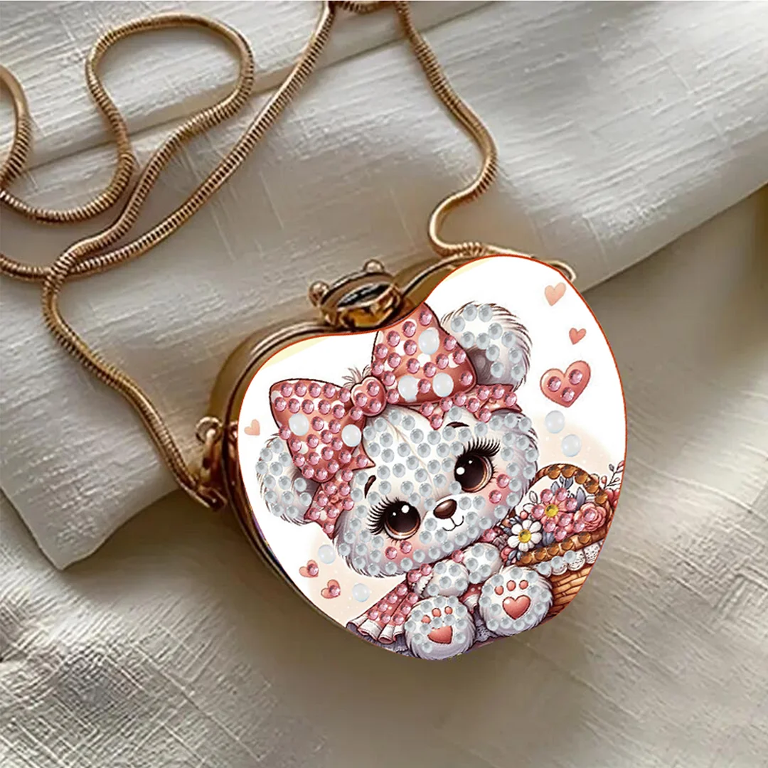 Bear DIY Acrylic Love Art Diamond Painting Coin Purse with Chain for Women Girl